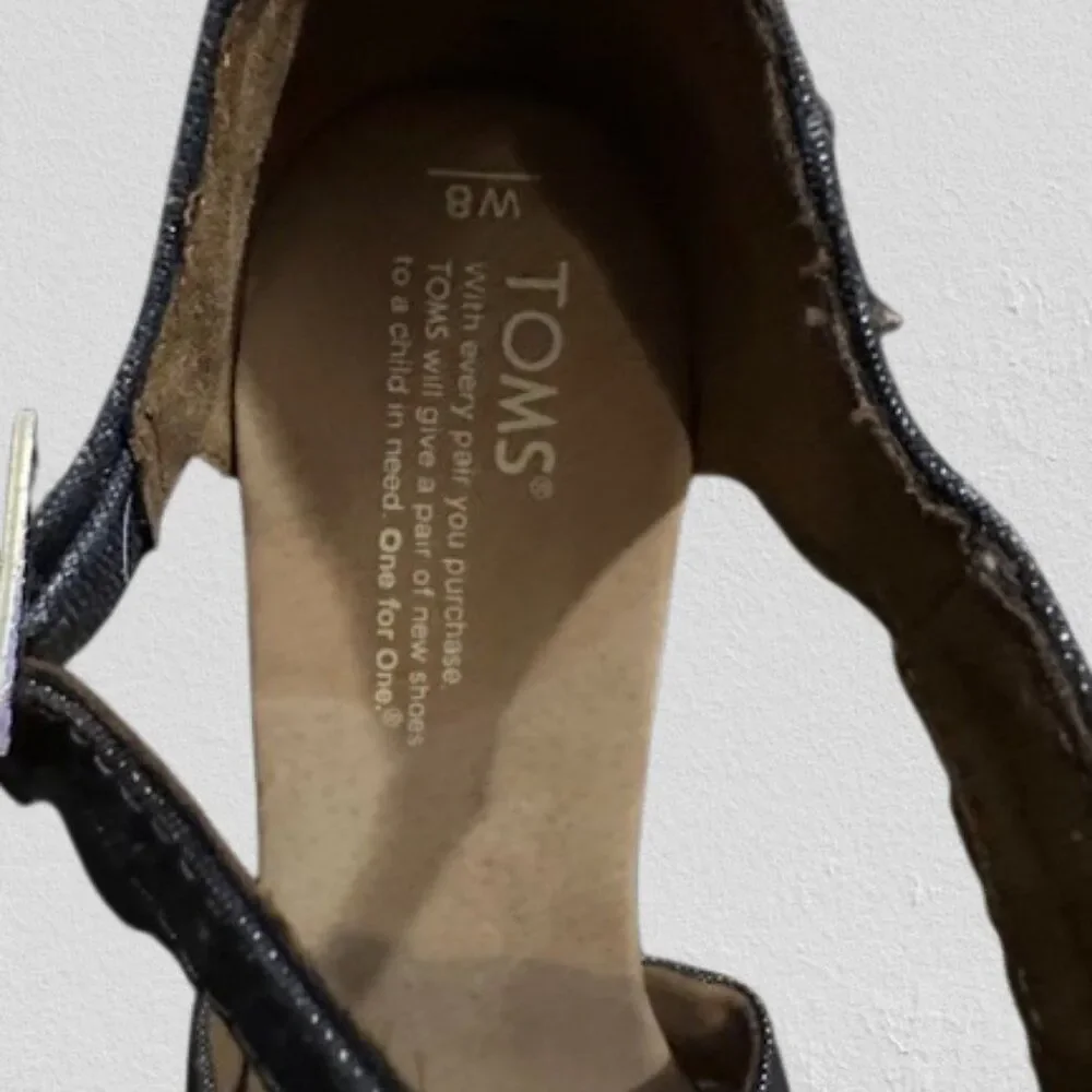 *****  Toms Sienna Metallic Blue Wedge Sandal  7345  Size 8